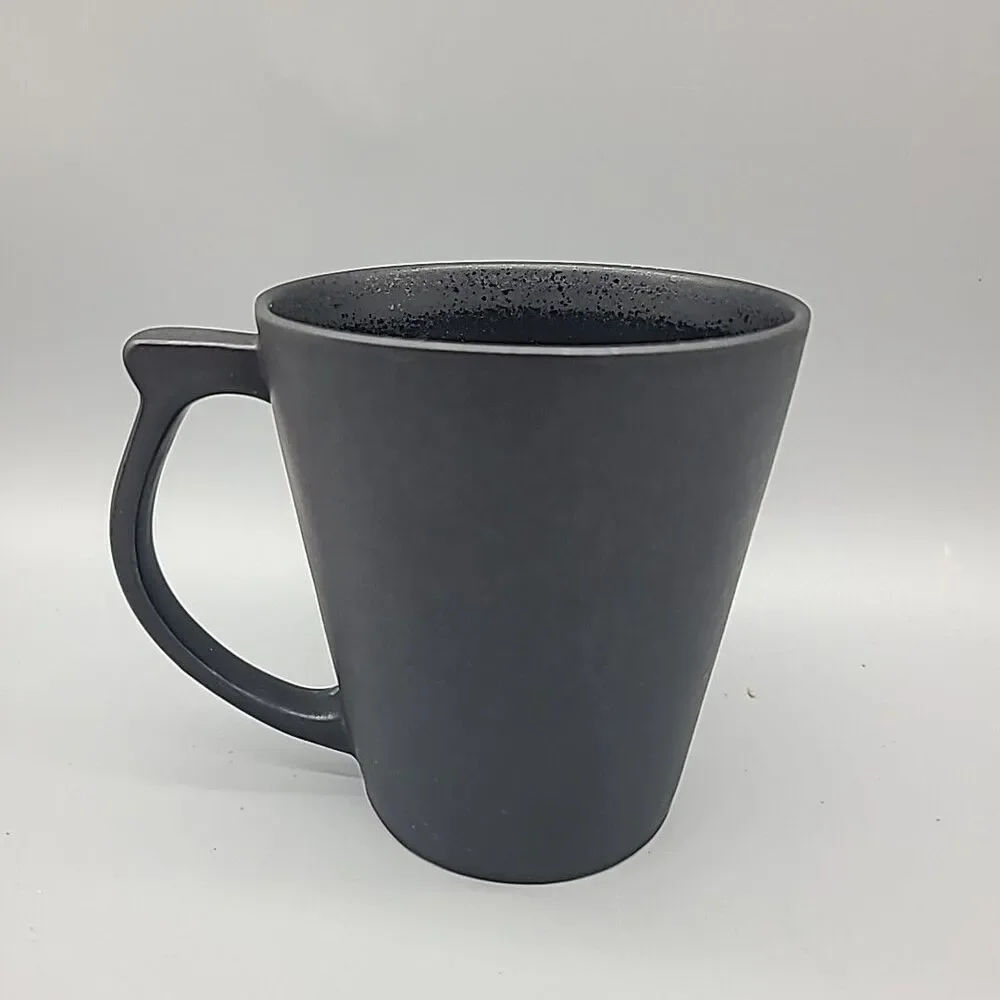 Crate & Barrel Jars France Vuelta Kuttara Coffee Cup Lava Black Glaze 12 Oz